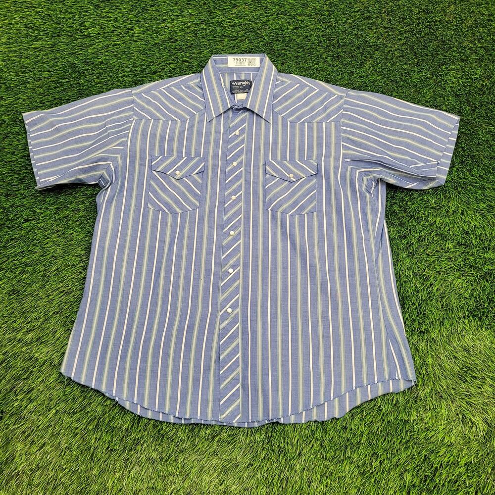 Vintage 80s Wrangler Western Snap Shirt 2XL 18 26x31 Stripes